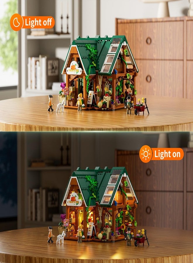 Funwhole Farm-Store Lighting Building-Bricks Set - Farm Shop LED Light Construction Building Model Set 1523 Pcs for Adults and Teen - Image 2